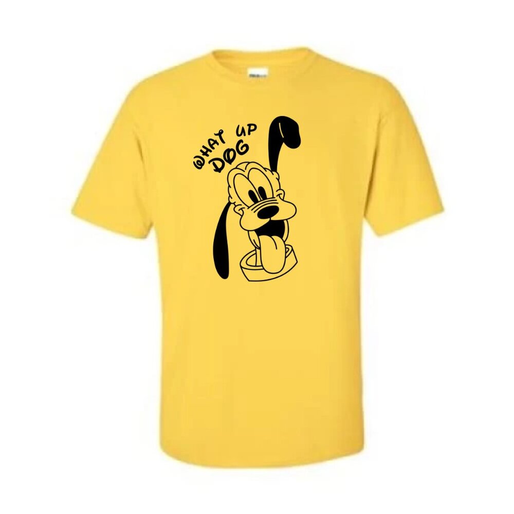 PLUTO What up Dog Funny Disney Style 100% Cotton Free Shipping NEW with Tags